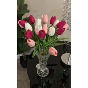 New 20pcs Shades of Pink Fake Flowers Artificial Tulip Silk Flowers 13.5"